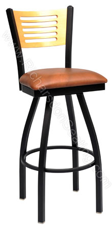 Wood and Upholstery Swivel Stools